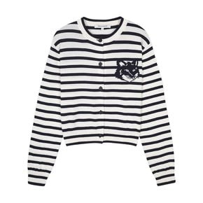 24SS 메종키츠네 가디건 폭스헤드 스트라이프 여성 DEEP NAVY/OFF MW00502KT1102 S492