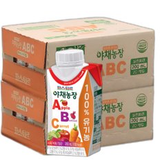 유기농 100% 실온 야채농장 ABC 주스 200ml (40팩)