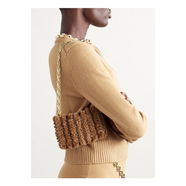 1969 나노 장식 가죽 시어링 숄더 백 카멜 1647597340394664