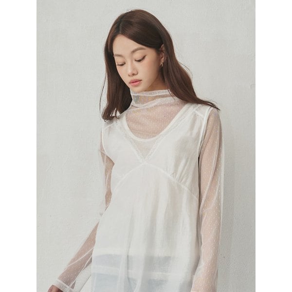 See-Thru Dot High Neck T-Shirts_2color