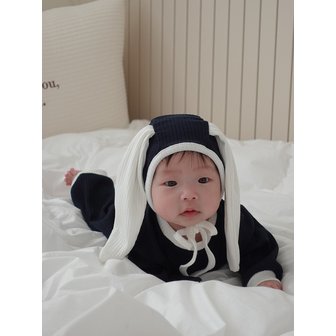 씨엘드마망 버니 베베 슈트+보넷set _ 네이비