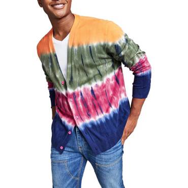 이스퀘어 3934111 And Now This Mens Tie-Dye Knit Cardigan Sweater