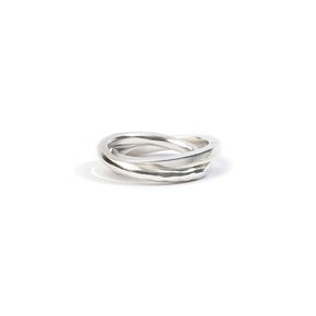 SILVER DOUBLE TWIST HAMMERED RING