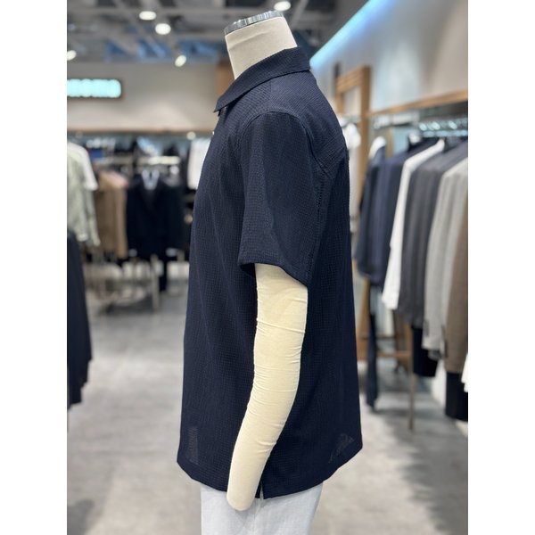 [파주점] 남성 26 S/S 네이비 여름 쿨 시어서커 스냅 카라 티셔츠 RSJMTT66A