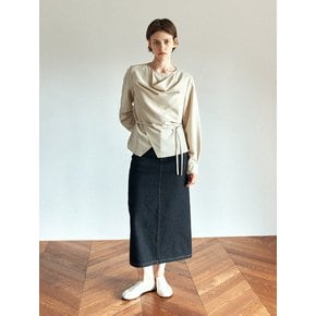 Cowl-Neck Layered Tie Blouse