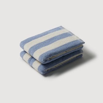 JAJU 스트라이프 코튼 세면타월 40X80cm 2개 블루 J62N902113751