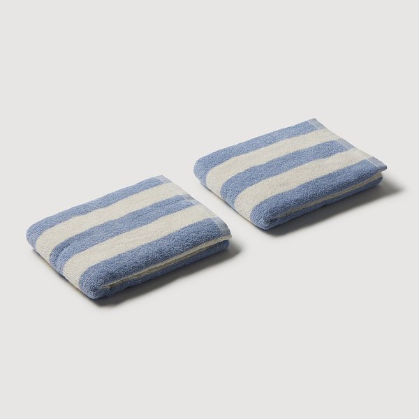 스트라이프 코튼 세면타월 40X80cm 2개 블루 J62N902113751