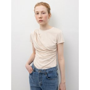 Draping Short-Sleeved T-Shirts_Beige