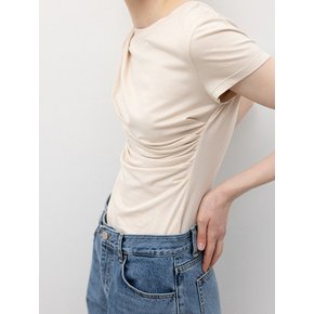 Draping Short-Sleeved T-Shirts_Beige