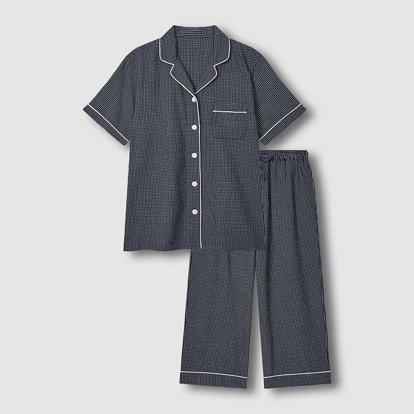 여 코튼 레이온 시어서커 7부 파자마 세트 J216201043057