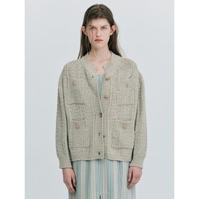 Gold Button Knit Cardigan_Light Khaki