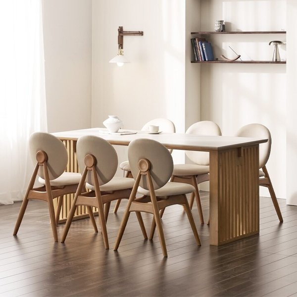 세아 SC77 포세린 통세라믹 6인 식탁 세트(의자) [착불]