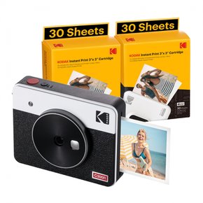 Kodak KODAK Mini Shot 3 Retro 4PASS 2-in-1 & 인스턴트 카메라 포토 프린터(7.6cmx7.6cm)+68매