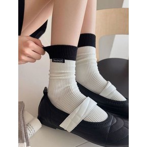 1336 투톤 면 파스텔 면 골지 컬러 양말 PINK   SOCKS
