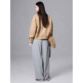 페이크 레더 숏 집업 점퍼  베이지 (KE693ZM03A)