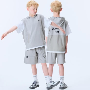 뉴발란스키즈 KIDS RIDER_반팔 레이어드 후드 베스트 2p셋업(NK9YF2601U)