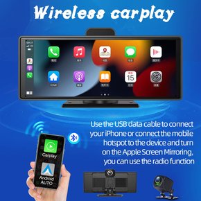 10 Carplay Android Auto Mirror Link WiFi GPS Bluetooth AUX TF DVR HD 4K 1080P+64GB SD 인치