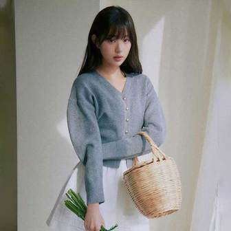 로라로라 VOLUME SLEEVE CARDIGAN GRAY