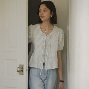 Front ribbon point blouse_Blue