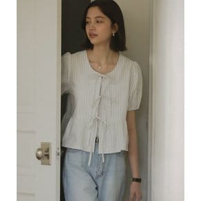 Front ribbon point blouse_Blue