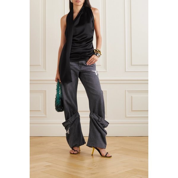 드레이프 저지 홀터넥 탑 블랙 1647597306824285