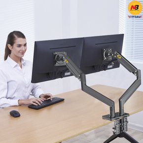 현대AV NB-G35 대형 듀얼 모니터 책상거치대 모니터암 브라켓 32인치(2대)/대당 2~12kg 지지 매트챠콜 색상