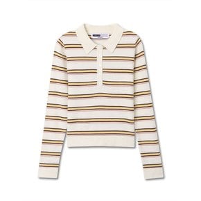 STRIPE COLLAR NECK KNIT IVORY