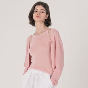 WED_Simple cardigan knit top set_PINK