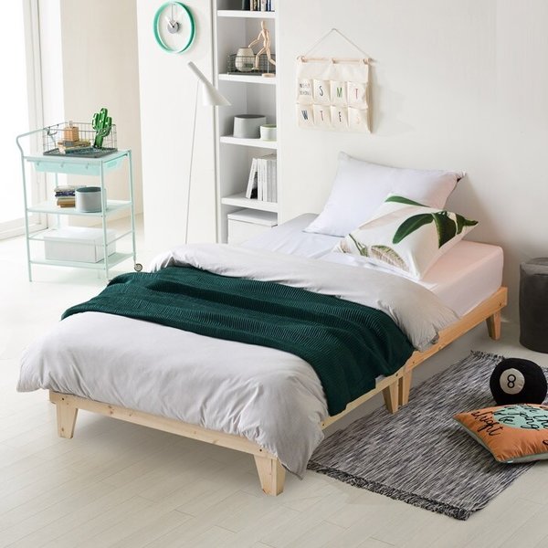 [보루네오] 모닝듀 소나무 원목 침대 SS (마루형/포켓매트) OT100