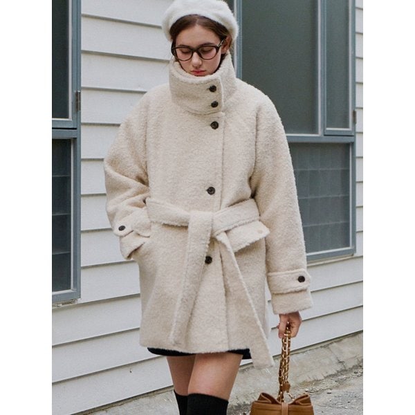 Neutral mood boucle coat - Ivory