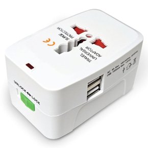 일본 동남아 유럽 전세계호환 여행용 아답터 USB2구 (WD63559)