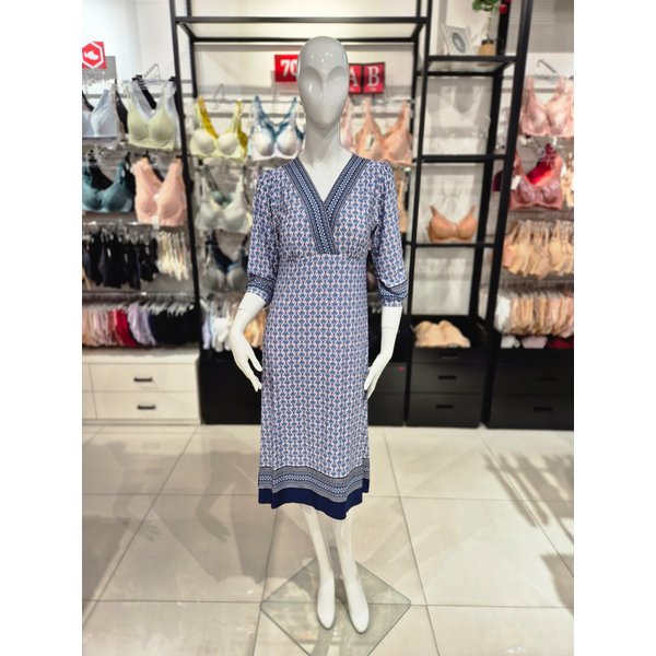 [시흥점] S 비너스) 폴리스판 기하 보더 나염 컵드레스 VGN7211-NB