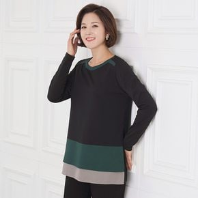 엄마옷 라인 배색 어텀 티셔츠 TS909070 중년여성의류/50대/60대/마담/빅사이즈