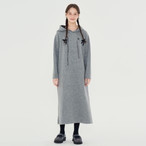 MET minimal wool knit hood dress gray