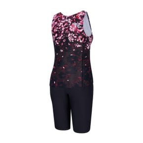 아쿠아로빅 여성 실내수영복 아이리스 4부 반신 슈트 세트(A3FL1LS04BLK)(브라캡내장형)