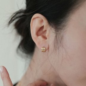 [ 본사정품 / 실크 파우치 쇼핑백 증정 ] 실버 플라워 번 스퀘어 원터치 귀걸이