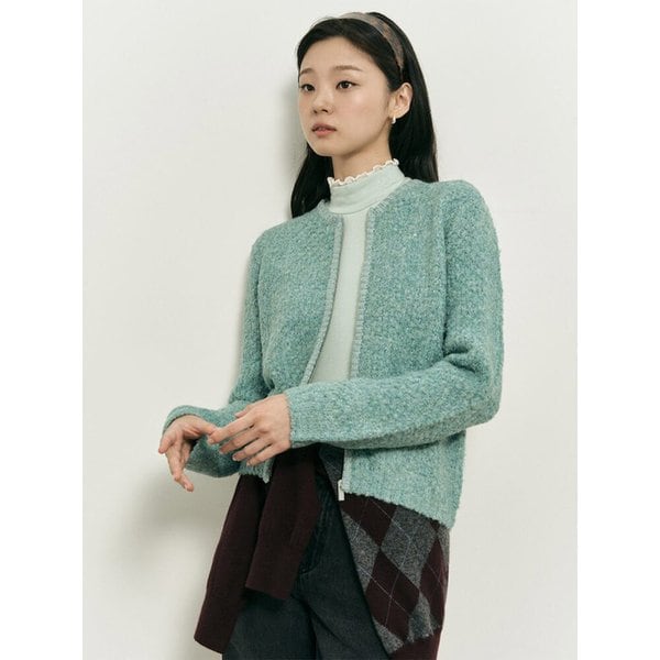 [B. my] 알파카 혼방 니트 집업 카디건  라이트 그린 (BF5X5AN01L)