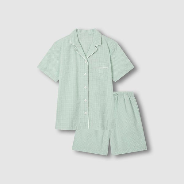 여 시어서커 패턴 5부 파자마 세트 J216201007046