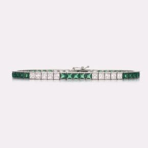 Bicolor Emerald Green Tennis Bracelet SSKA105BWG180