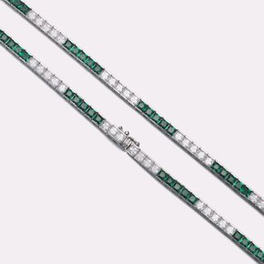 Bicolor Emerald Green Tennis Bracelet SSKA105BWG180