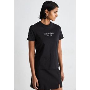 4427693 Calvin Klein STACKED INSTITUTIONAL TEE - Print T-shirt black