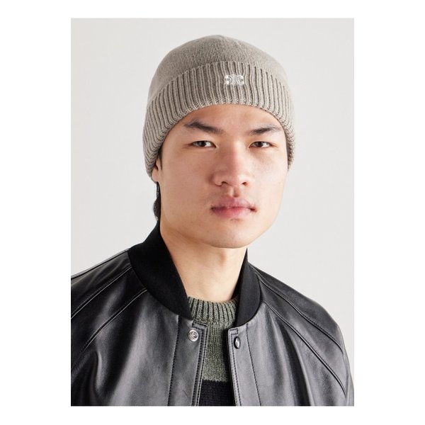 로고 자수 울 캐시미어 혼방 비니