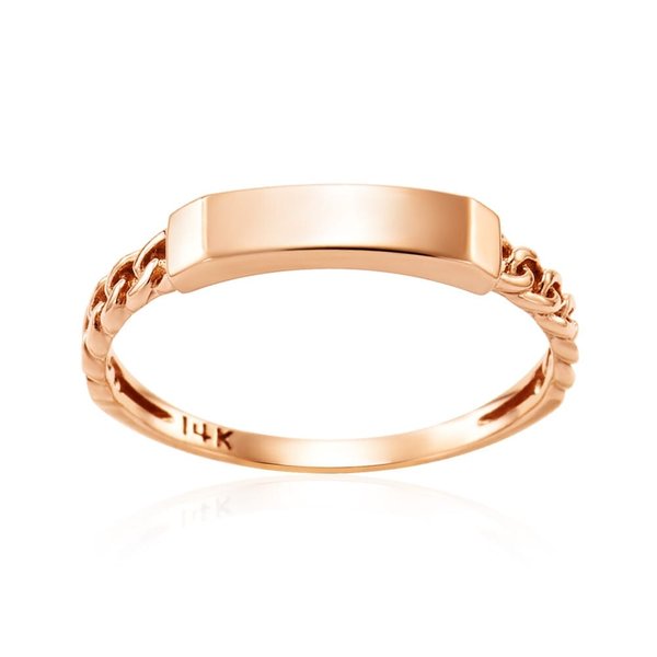 [비앤비골드] 14K 라운드 사각 스틱 각인 커스텀 체인 반지 SRS41953