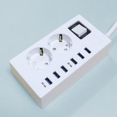 텐바이텐 white switch USB 6포트 2구 멀티탭 3M 콘센트