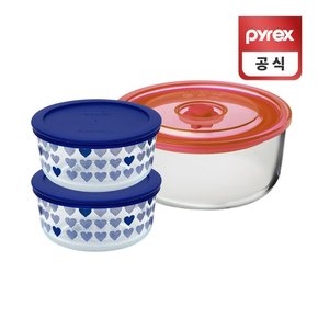 코렐 파이렉스 하트 이지씰 원형 용기 네이비 3050ml