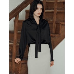 Camila Tie Silky Blouse [Black]