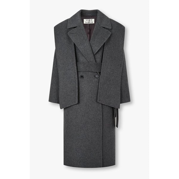 디태처블 숄 후디드 더블 코트 7116116R02173