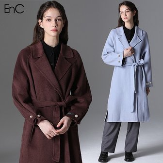 EnC 진주 피어싱 핸드메이드 롱 울코트