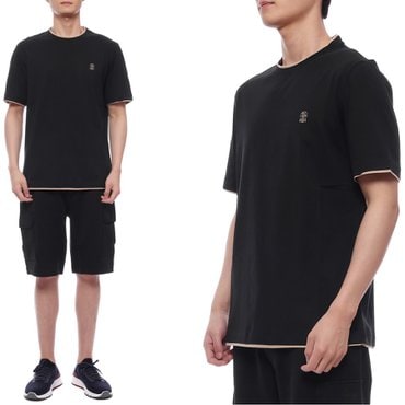 브루넬로쿠치넬리 25SS 남성 로고 자수 반팔티셔츠 (M0B137427G CNH72 25S)