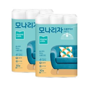 모나리자 두루마리휴지 도톰한데코 3겹 30M 30롤 2개 총60롤 화장지